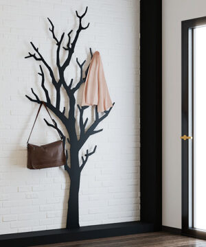 Appendiabiti di design Sola Arbor a forma di albero da appendere alla parete ambientato in una stanza