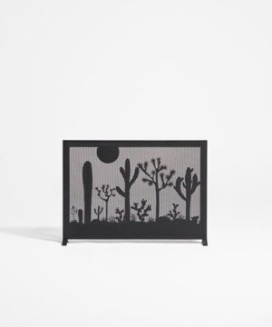 Design fire screen for the fireplace depicting the Mojave desert