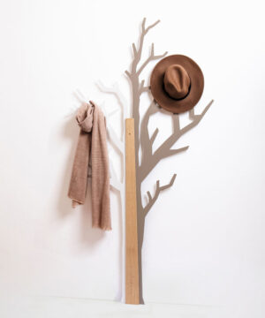 Handcrafted tree-shaped wall coat hanger made in Italy