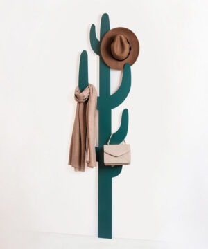 Handcrafted coat rack made in Italy in the shape of a cactus to hang on the wall